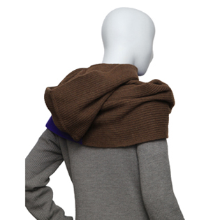 HOODED WOOL MUFFLER CHALK VIOLET & CHOCOLATE GOLD