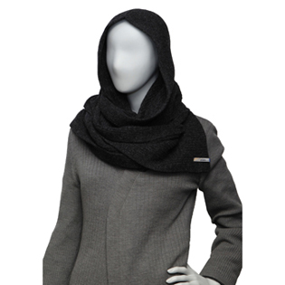 HOODED WOOL MUFFLER CHARCOAL GRAY