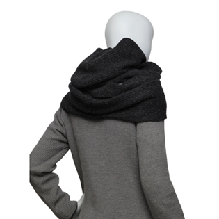 HOODED WOOL MUFFLER CHARCOAL GRAY