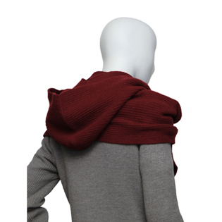 HOODED WOOL MUFFLER DARK RED