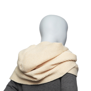 HOODED WOOL MUFFLER TAN BEIGE